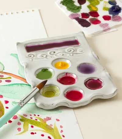 Handmade Watercolor Palette With Mixing Well