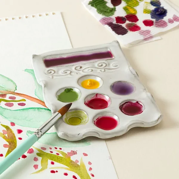 Handmade Watercolor Palette With Mixing Well