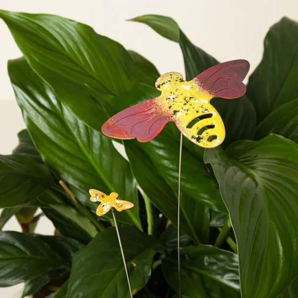Momma And Baby Bee Enamel Garden Stakes
