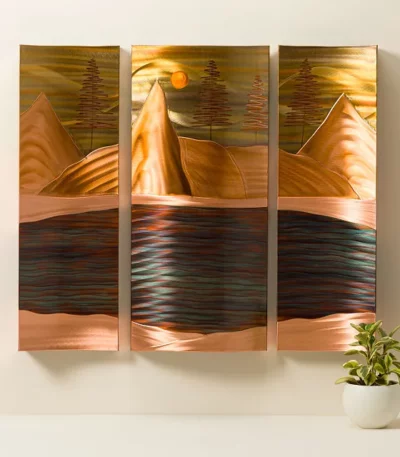 Mountain Lake Flame Painted Wall Art