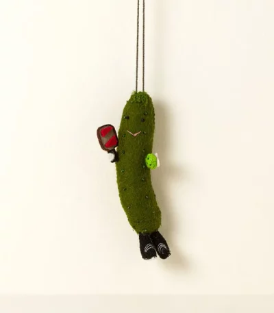 Pickleball-playing Pickle Ornament