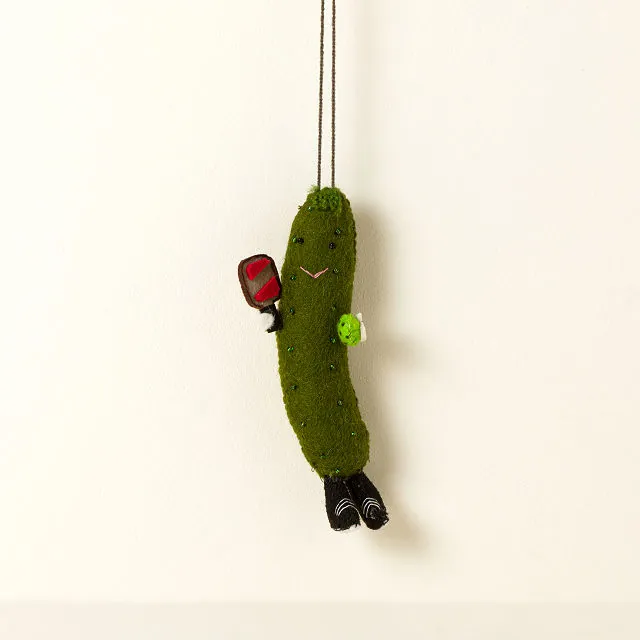 Pickleball-playing Pickle Ornament
