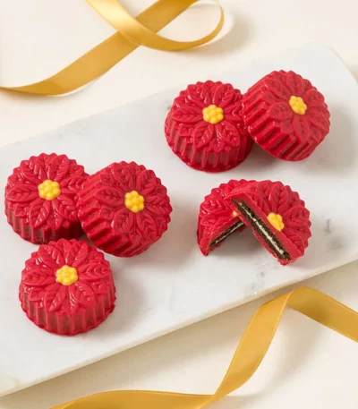 Poinsettia Chocolate Covered Cookies