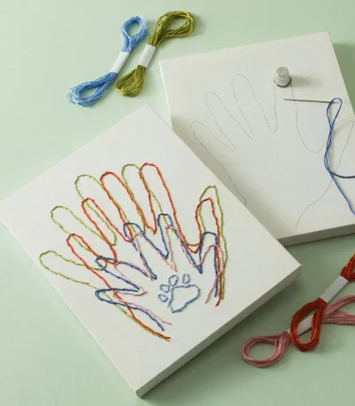 Stitched Together Diy Family Handprint Kit