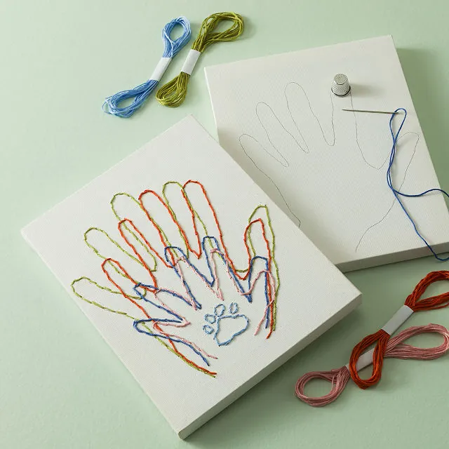 Stitched Together Diy Family Handprint Kit