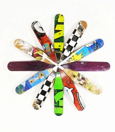 Sunburst Skateboard Wall Clock