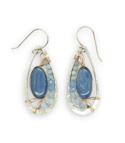 Washed Denim Drop Earrings