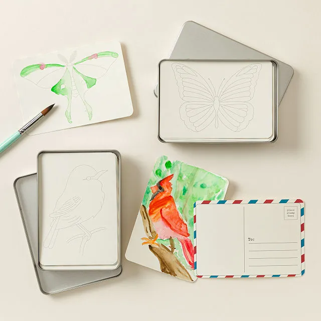 Birds & Butterflies Coloring Postcard Collection